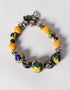 Blue Pottery Full Bead Necklace With Earrings And Bracelet (Yellow)